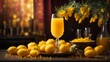 Refreshing orange juice in premium glass with studio lighting and background, cinematic drink photography