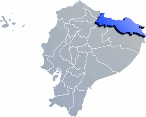  SUCUMBIOS DEPARTMENT MAP PROVINCE OF ECUADOR 3D ISOMETRIC MAP
