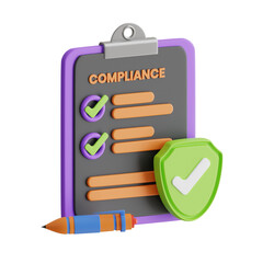 Poster - 3D Compliance Model Ensuring Business Integrity. 3d illustration, 3d element, 3d rendering. 3d visualization isolated on a transparent background