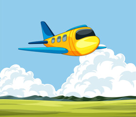 Poster - Vector illustration of a plane flying in the sky