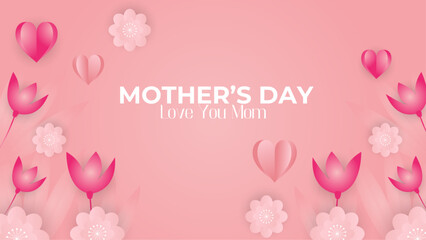 Wall Mural - Pink and white vector beautiful and simple style background for mother's day celebration. Happy mothers day event poster for greeting design template and mother's day celebration