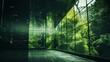 A green wall with some trees inside of it, in the style of glassy translucence