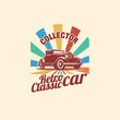 classic retro car vintage badge logo vector illustration