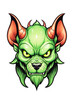 Green devil dog head mascot illustration on white background