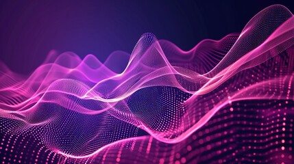 Wall Mural - Abstract violet background poster with dynamic waves. Technology network vector illustration.