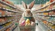 bunny shopping in supermarket