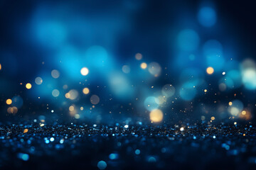 blue glow particle abstract bokeh background. abstract blue bokeh defocus glitter blur background.