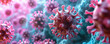 Microscope closeup group of virus cells , Antibodies and viral infection , Futuristic virus cells abstract background