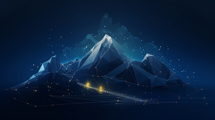 Wall Mural - abstract mountains with a path to the top. way to goal