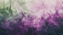 Abstract Watercolor Background On Canvas With A Dynamic Mix Of Plum, Forest Green And Light Purple