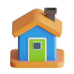 Aufkleber - 3D Home Model Navigating to Your Digital Sanctuary. 3d illustration, 3d element, 3d rendering. 3d visualization isolated on a transparent background