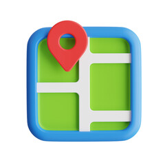 Poster - 3D Map Model Navigating Your Way with Precision. 3d illustration, 3d element, 3d rendering. 3d visualization isolated on a transparent background