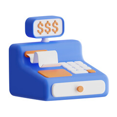 Poster - 3D Cash Register Model Simplifying Transactions for Seamless Checkout. 3d illustration, 3d element, 3d rendering. 3d visualization isolated on a transparent background