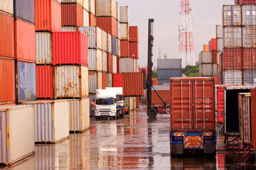 Wall Mural - Container forklifts and container stacks