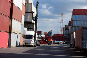 Wall Mural - Moving containers at the shipyard