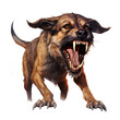 Dangerous ferocious mad dog can spread rabies, Foaming at the mouth, Tail droop, isolated on transparent background