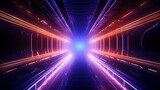 Fototapeta Perspektywa 3d - abstract neon lights into digital technology tunnel