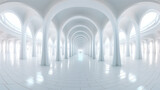 Fototapeta  - elegant 360 spherical panorama view of futuristic white hall