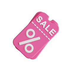 Poster - 3D Coupons Model Accessing Deals for Smart Shopping. 3d illustration, 3d element, 3d rendering. 3d visualization isolated on a transparent background