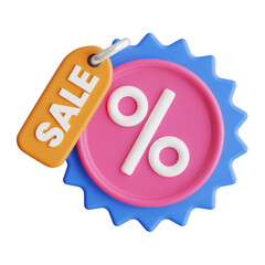 Poster - 3D Sale Model  Discovering Deals That Delight. 3d illustration, 3d element, 3d rendering. 3d visualization isolated on a transparent background