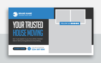 Wall Mural - Moving service and delivery shipment youtube thumbnail and web banner template design	