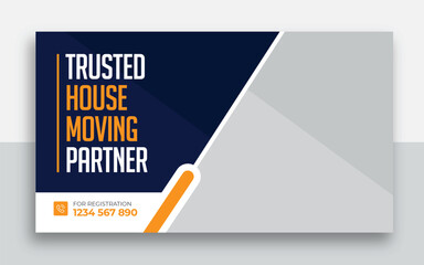 Wall Mural - Moving service and delivery shipment youtube thumbnail and web banner template design	