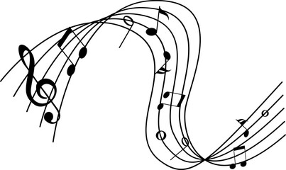  music melody with musical notes. Musical note wave element collection. Musical notes stave