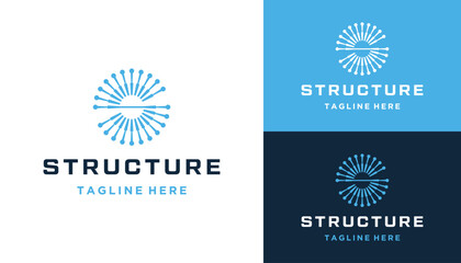 Poster - Rotating Initial Letter S with Digital Wire Line Dotted Logo Design
