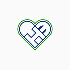 Poster - Logo design graphic concept creative premium vector stock unique initial letter HE or EH font double line love Related to monogram typography branding