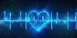 Love beat. Creative Valentine's Day concept. Heart and pulse line on blue background. Heart disease, myocardial infarction, cardiology service banner concept	