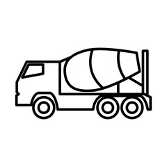 Wall Mural - Concrete mixer truck line icon logo vector image