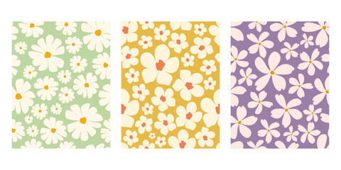 Wall Mural - flower pattern background, pastel flower vector background, seamless pattern decorated with daisy fl