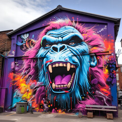 Wall Mural - A gorilla graffiti paiting