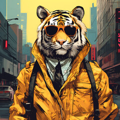 Poster - A fashionable tiger taking a leisurely walk