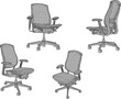 Vector sketch illustration of the design of a swivel wheel gaming chair for a guy's work desk 