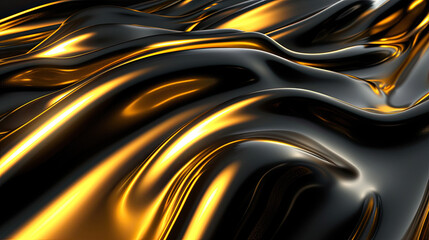 Wall Mural - 3D abstract wallpaper. Three-dimensional dark golden and black background. golden wallpaper. Black and gold background