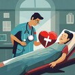 heart attack patient in hospital with doctor