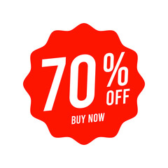 Wall Mural - Discounts 70 percent off. Red template on white background. Vector illustration