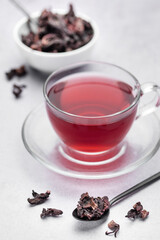 Sticker - Hibiscus tea in glass mug.