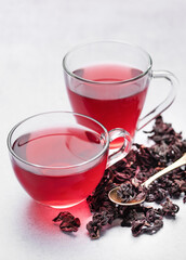 Sticker - Hibiscus tea in glass mug.