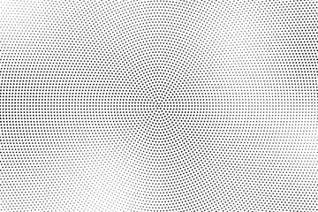 Aufkleber - Radial halftone spotted gradient background. Dotted stains concentric texture with fading effect. Black and white circle shade wallpaper. Grunge rough vector. Monochrome geometric backdrop. 