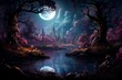 Tranquil moonlit ponds, reflecting the serenity of the night sky - Generative AI
