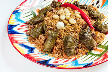 Poster - Hot delicious pilaf on a turkish plate