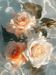 Some white and pink roses sit in the water, in the style of snapshot aesthetic, Generative AI