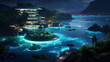 Luminous Lagoon A bioluminescent bay surrounded
