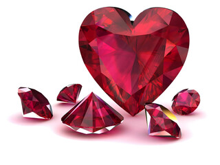 Wall Mural - ruby ,Citrine on white background (high resolution 3D image)