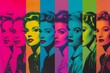 A vibrant pop art collage of iconic female portraits, celebrating diversity and femininity for International Women's Day