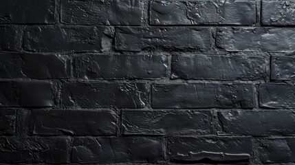 Wall Mural - black brick wall, dark background for design