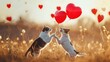 Two dog and heart shape balloons