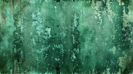 Wall Mural - Edgy and distressed grunge textures where the dominant color is Green